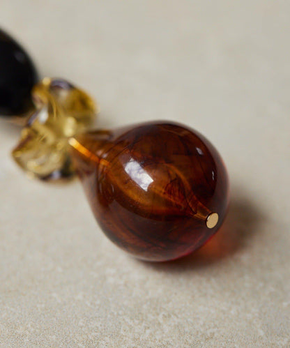 棕色樹脂水滴耳環