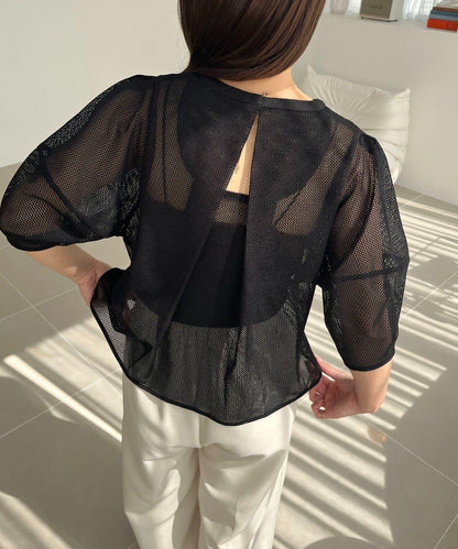 【CAPRICIEUX LE'MAGE】【yao企畫】網紗泡泡袖喇叭上衣