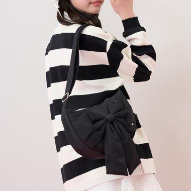 蓬鬆蝴蝶結新月單肩包