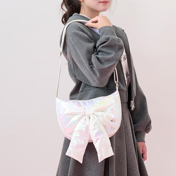 蓬鬆蝴蝶結新月單肩包