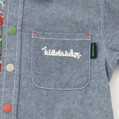 恐龍探頭刺繡長袖襯衫
