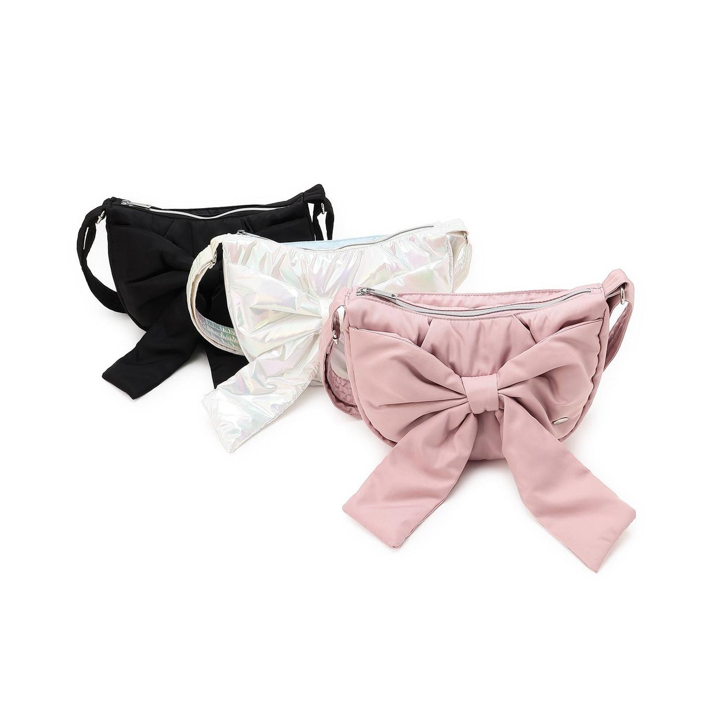 蓬鬆蝴蝶結新月單肩包