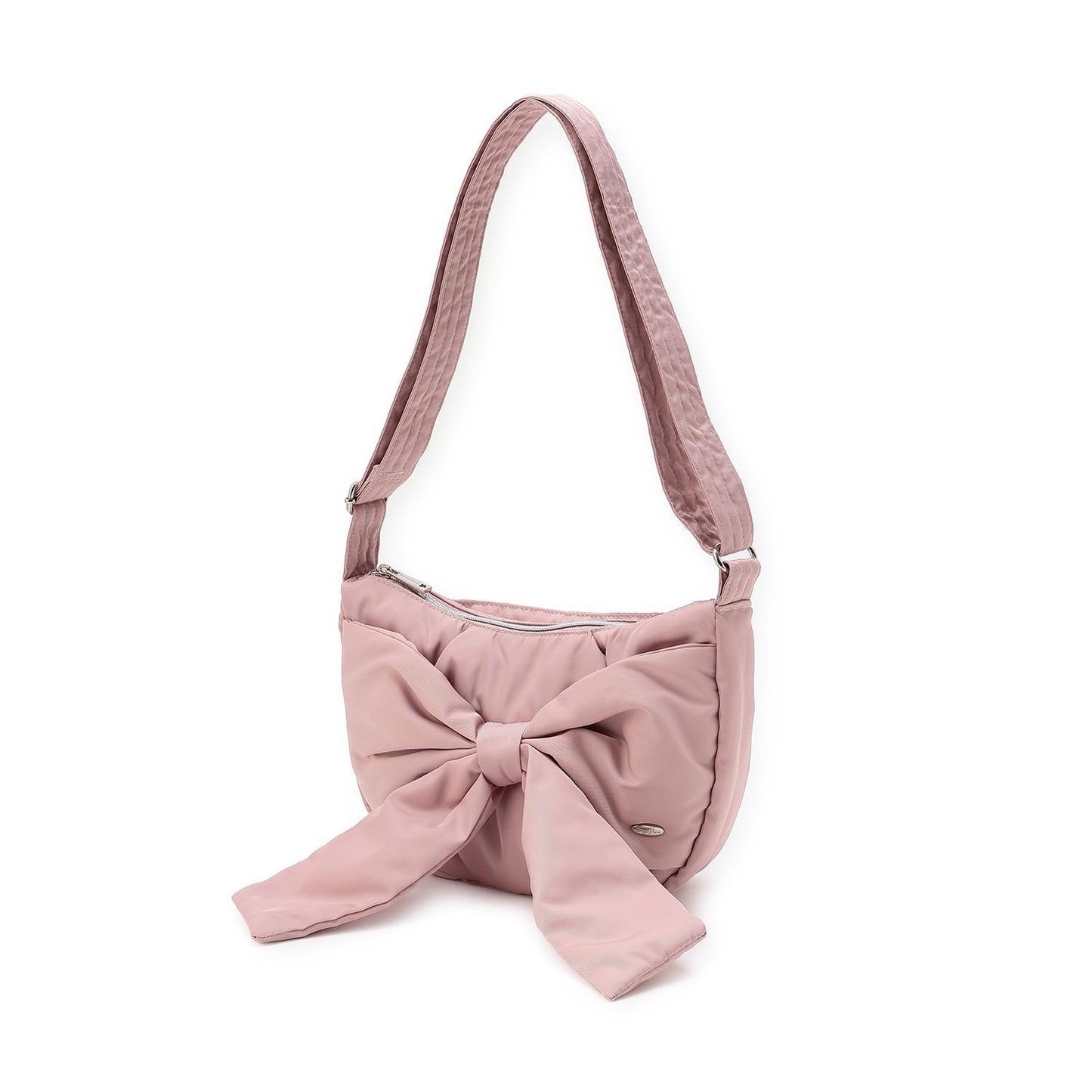 蓬鬆蝴蝶結新月單肩包