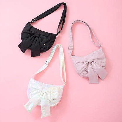 蓬鬆蝴蝶結新月單肩包
