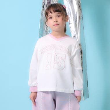 蕾絲數字印花長袖T恤