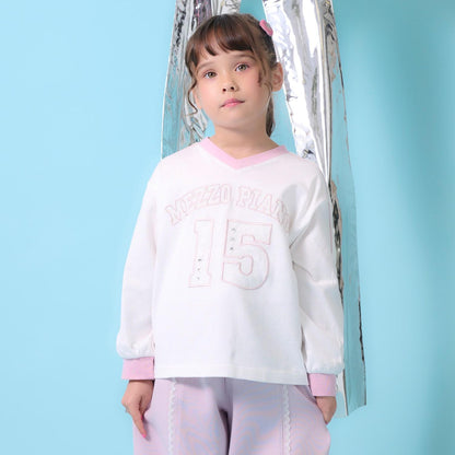 蕾絲數字印花長袖T恤