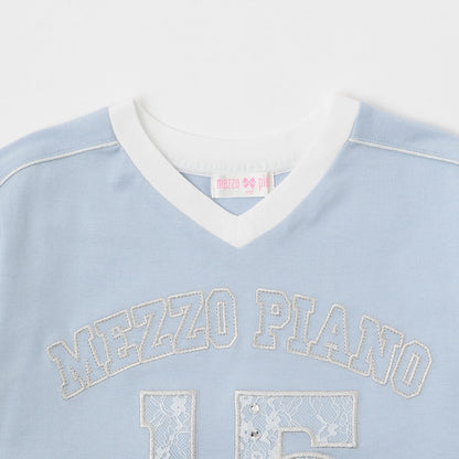 蕾絲數字印花長袖T恤