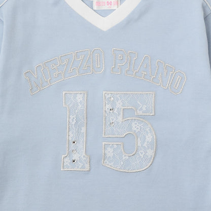 蕾絲數字印花長袖T恤