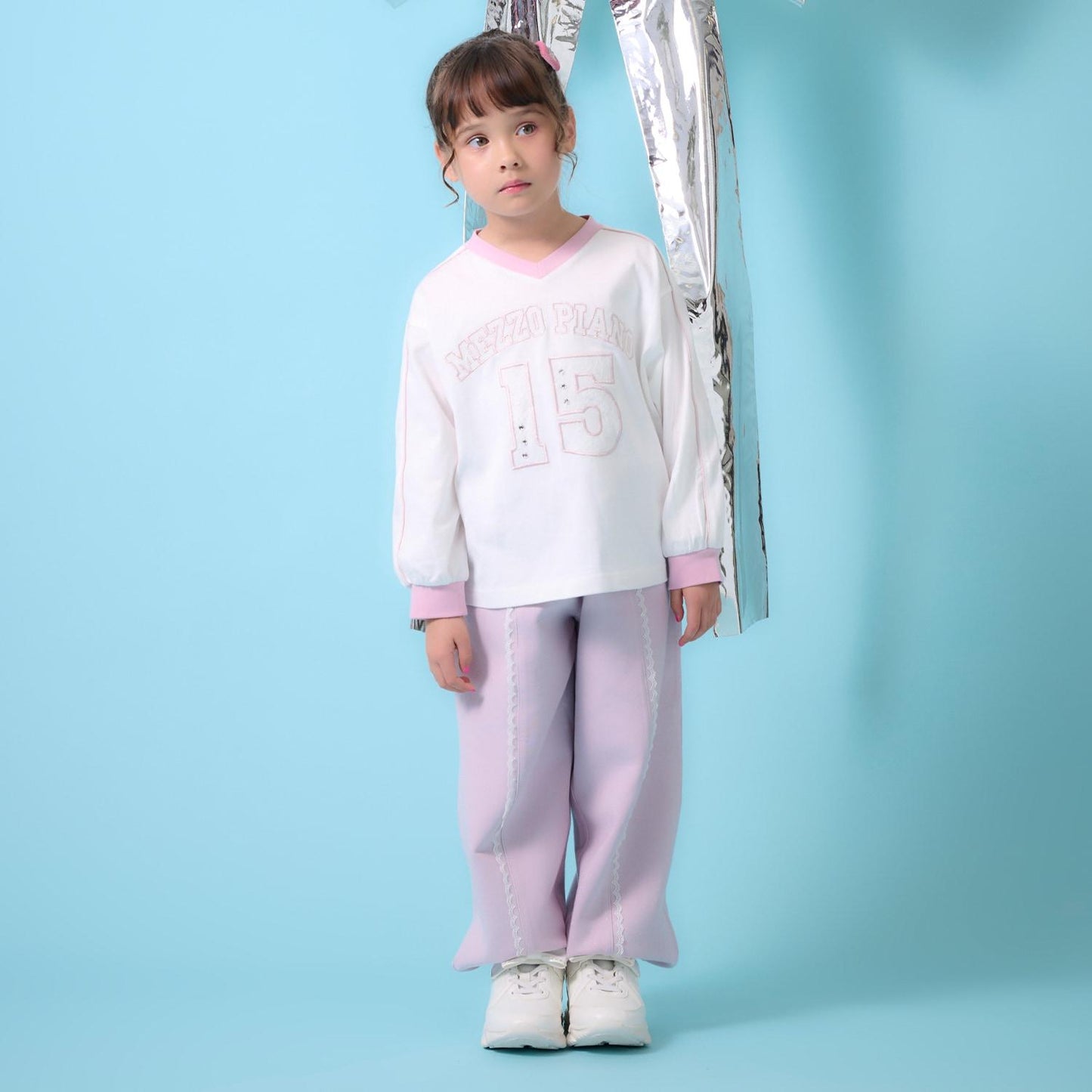 蕾絲數字印花長袖T恤