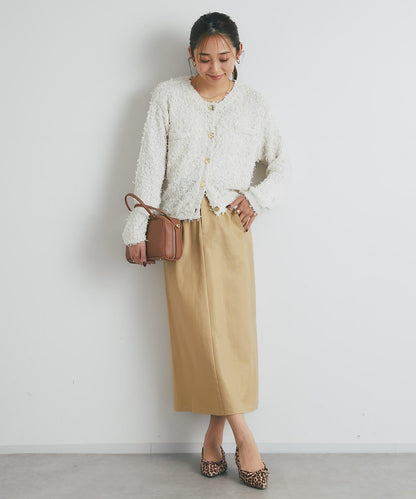 適合打造輕盈造型的亮片薄紗帶紗線金色紐扣開衫