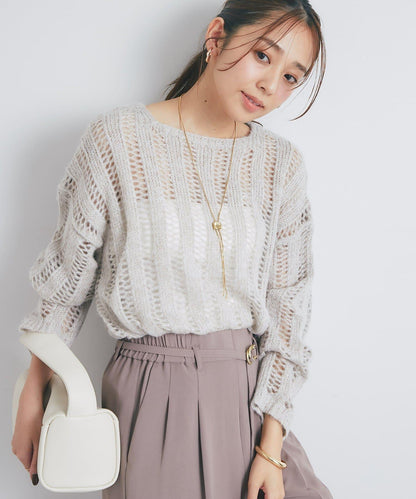 高雅休閒感金銀絲羅紋針織衫