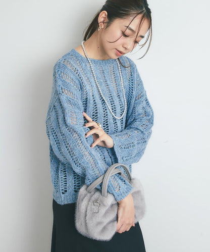 高雅休閒感金銀絲羅紋針織衫