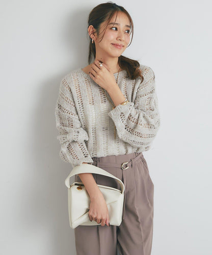 高雅休閒感金銀絲羅紋針織衫