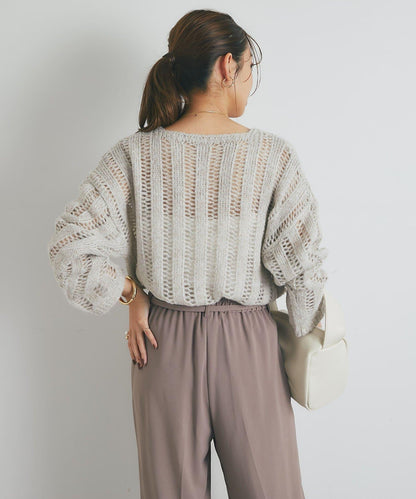 高雅休閒感金銀絲羅紋針織衫