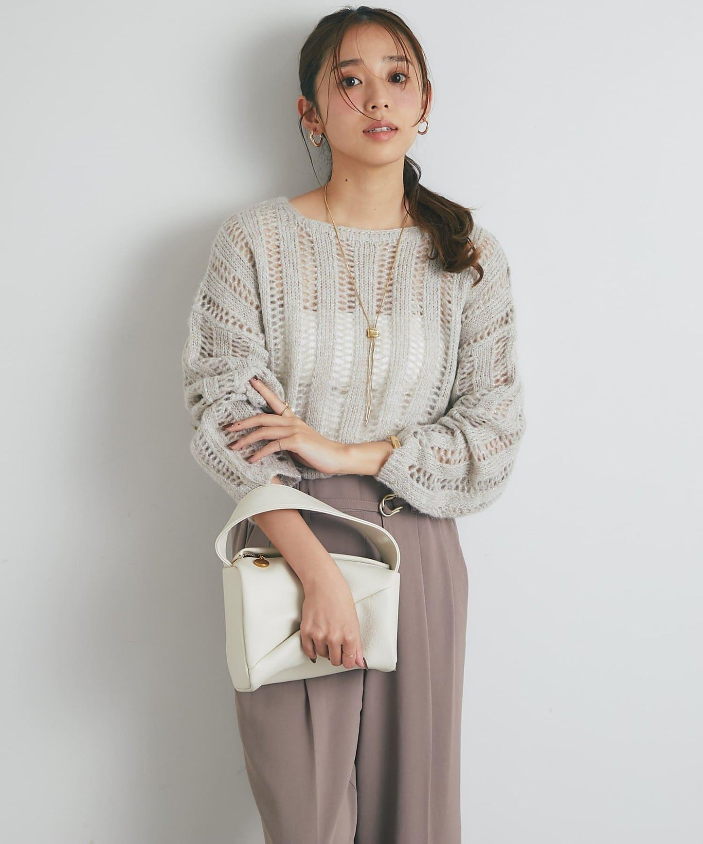 高雅休閒感金銀絲羅紋針織衫