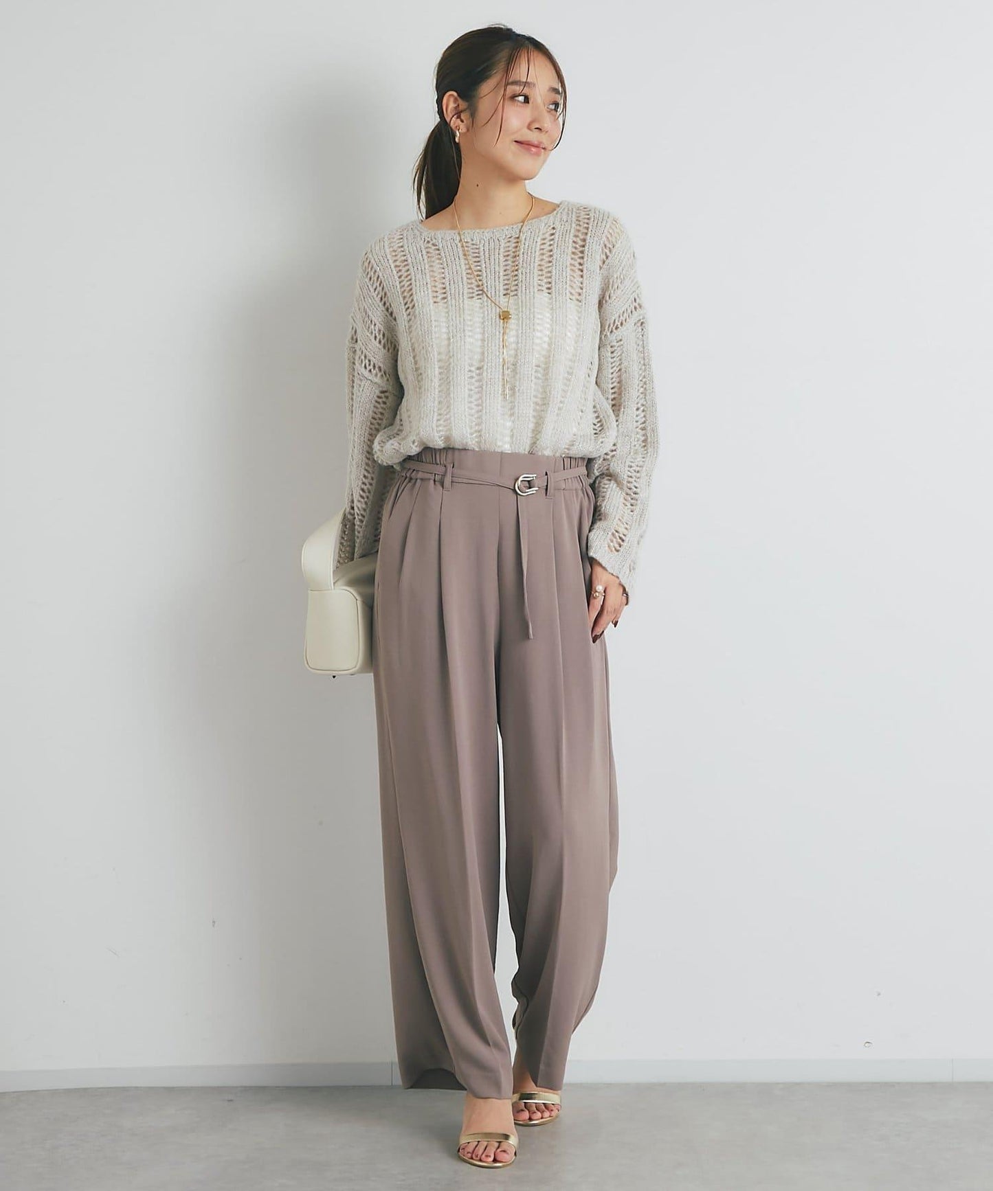 高雅休閒感金銀絲羅紋針織衫