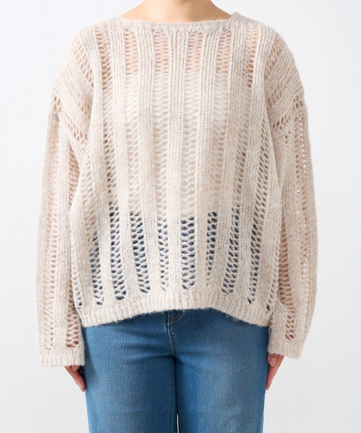 高雅休閒感金銀絲羅紋針織衫