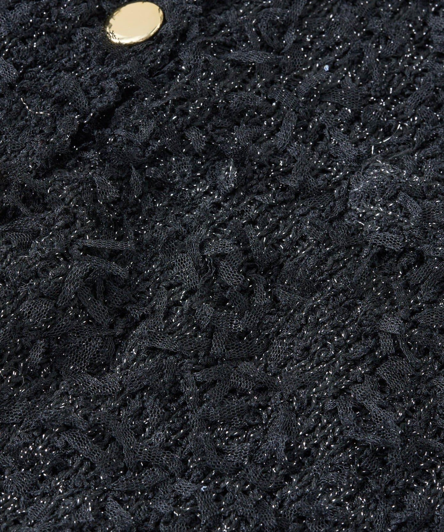 適合打造輕盈造型的亮片薄紗帶紗線金色紐扣開衫