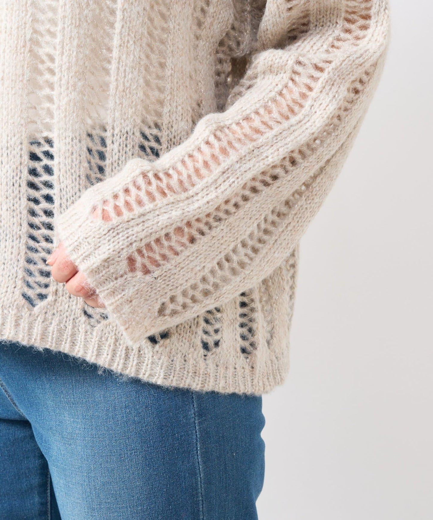 高雅休閒感金銀絲羅紋針織衫