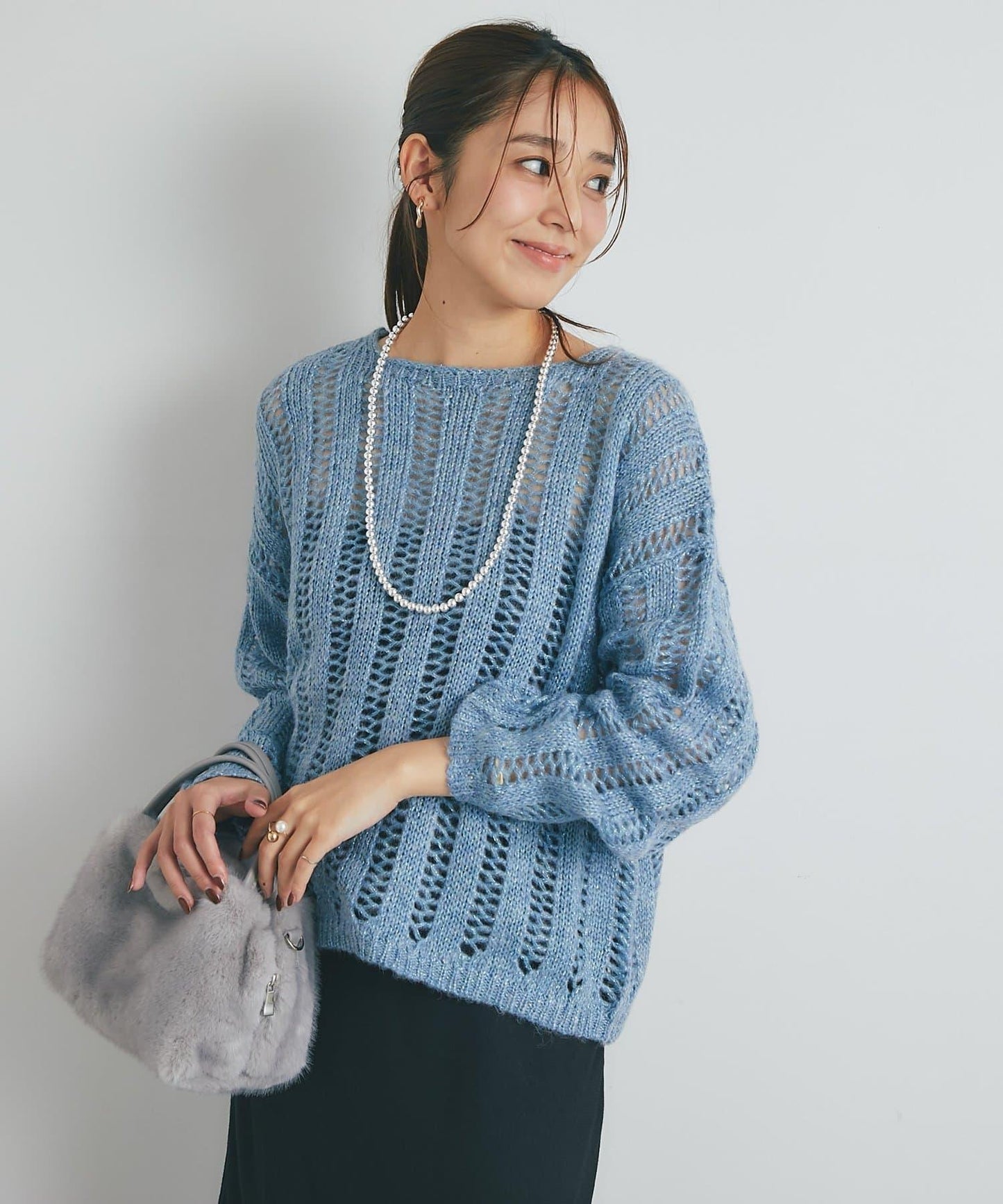 高雅休閒感金銀絲羅紋針織衫