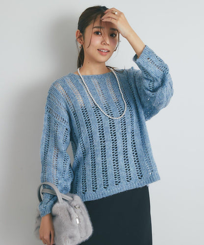 高雅休閒感金銀絲羅紋針織衫