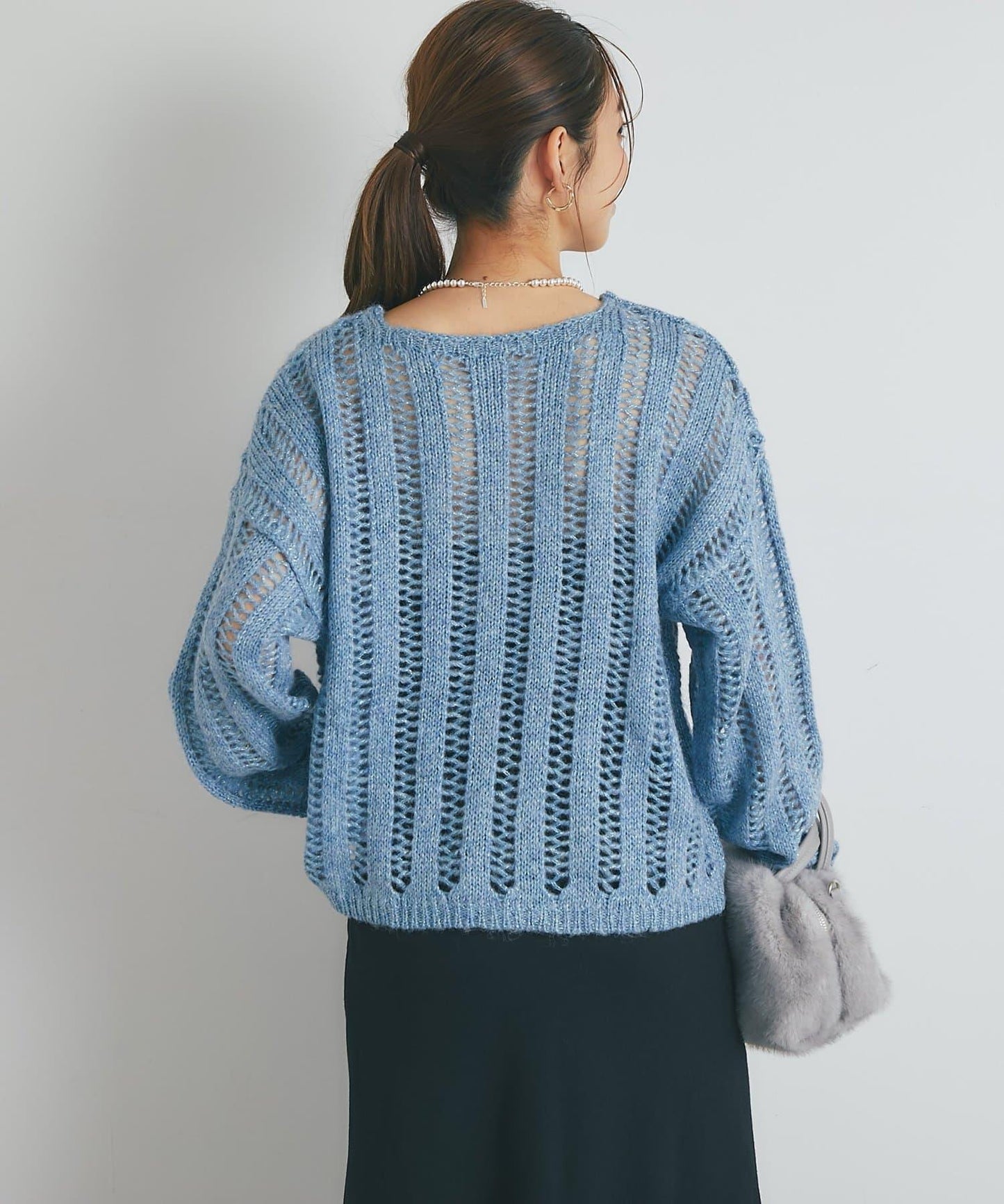 高雅休閒感金銀絲羅紋針織衫