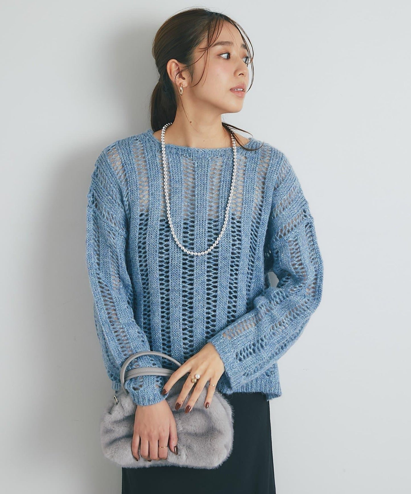 高雅休閒感金銀絲羅紋針織衫