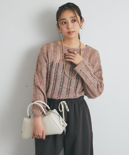 高雅休閒感金銀絲羅紋針織衫