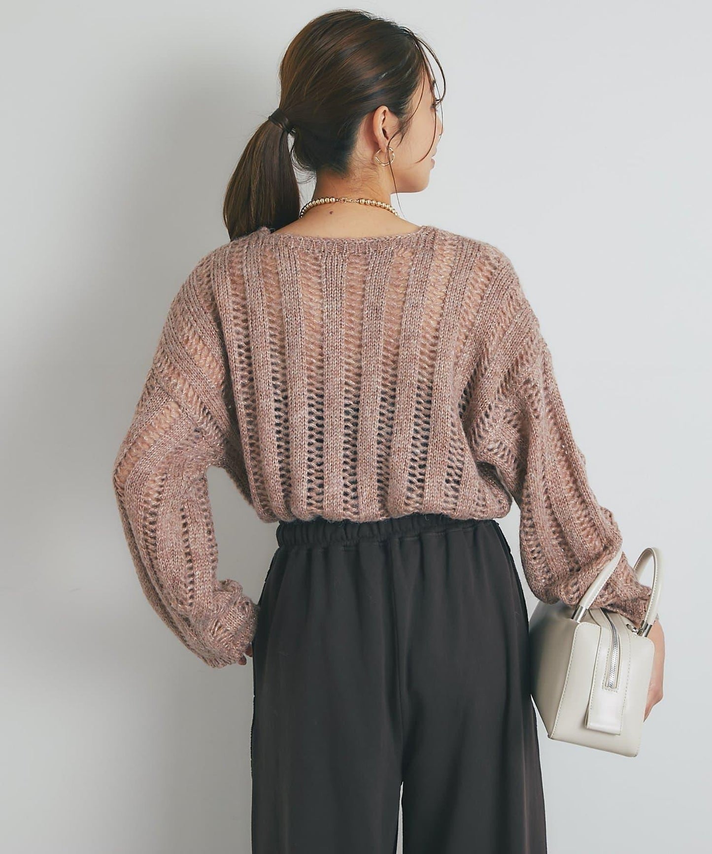 高雅休閒感金銀絲羅紋針織衫