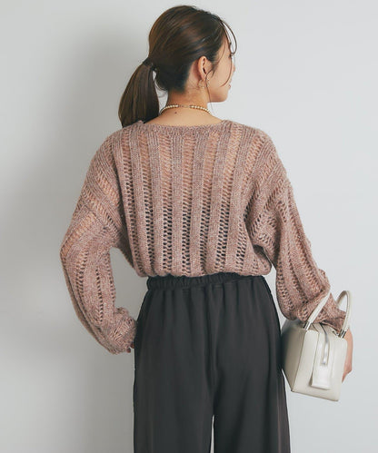 高雅休閒感金銀絲羅紋針織衫