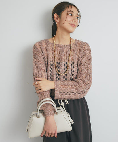 高雅休閒感金銀絲羅紋針織衫