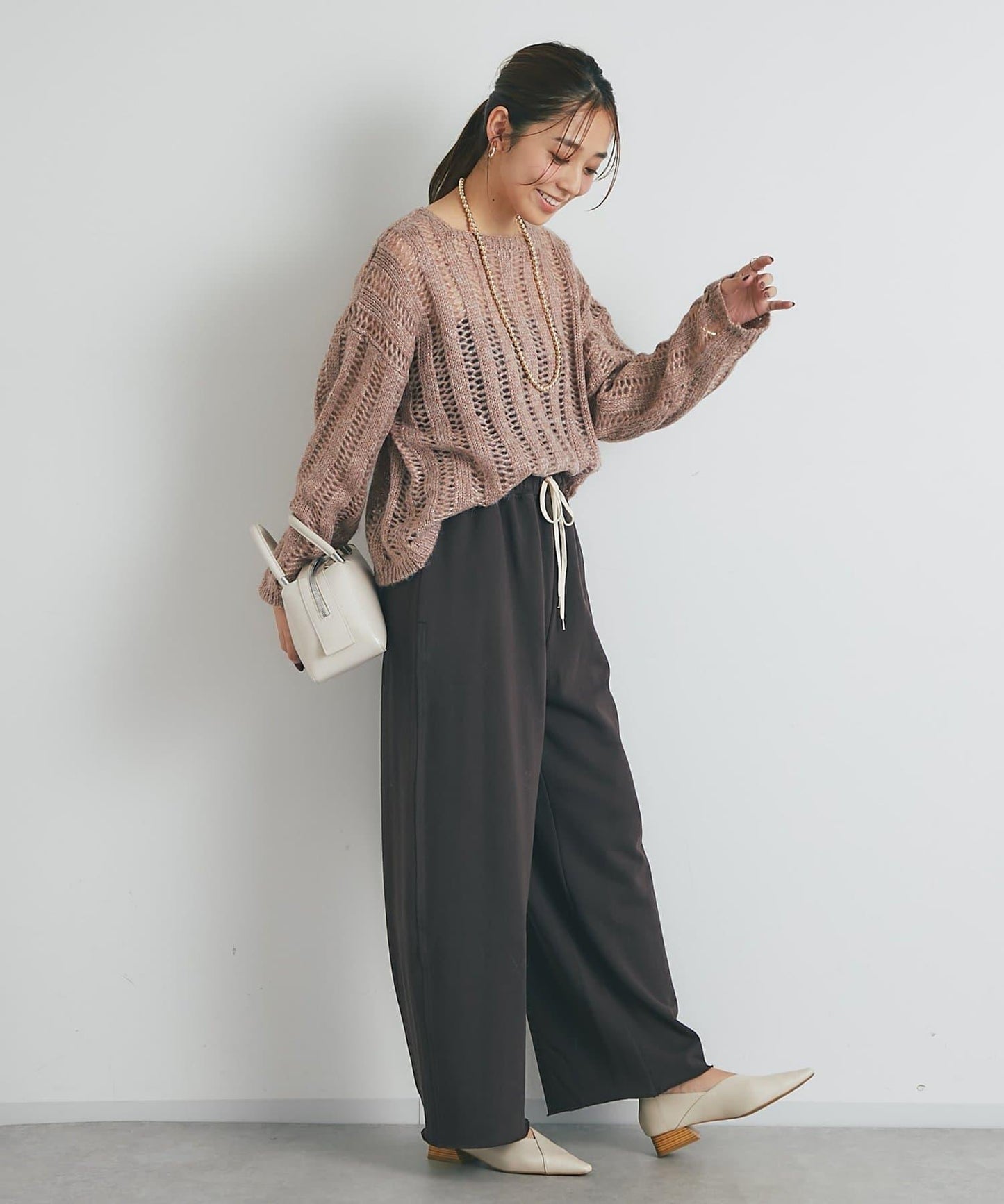 高雅休閒感金銀絲羅紋針織衫