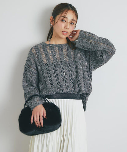 高雅休閒感金銀絲羅紋針織衫