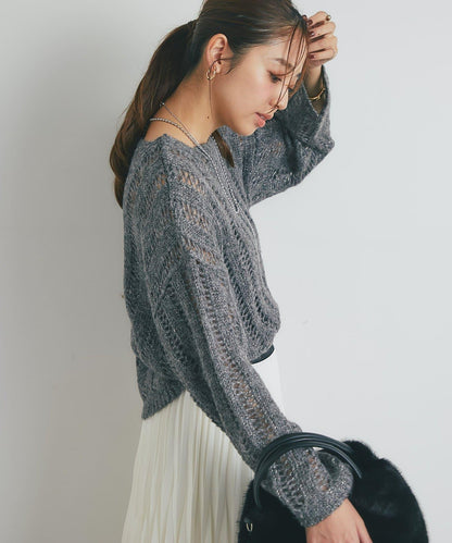 高雅休閒感金銀絲羅紋針織衫