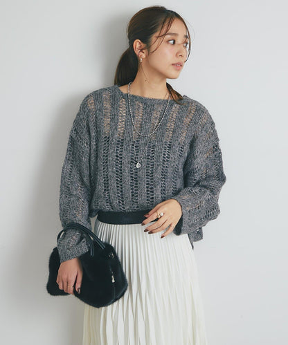 高雅休閒感金銀絲羅紋針織衫