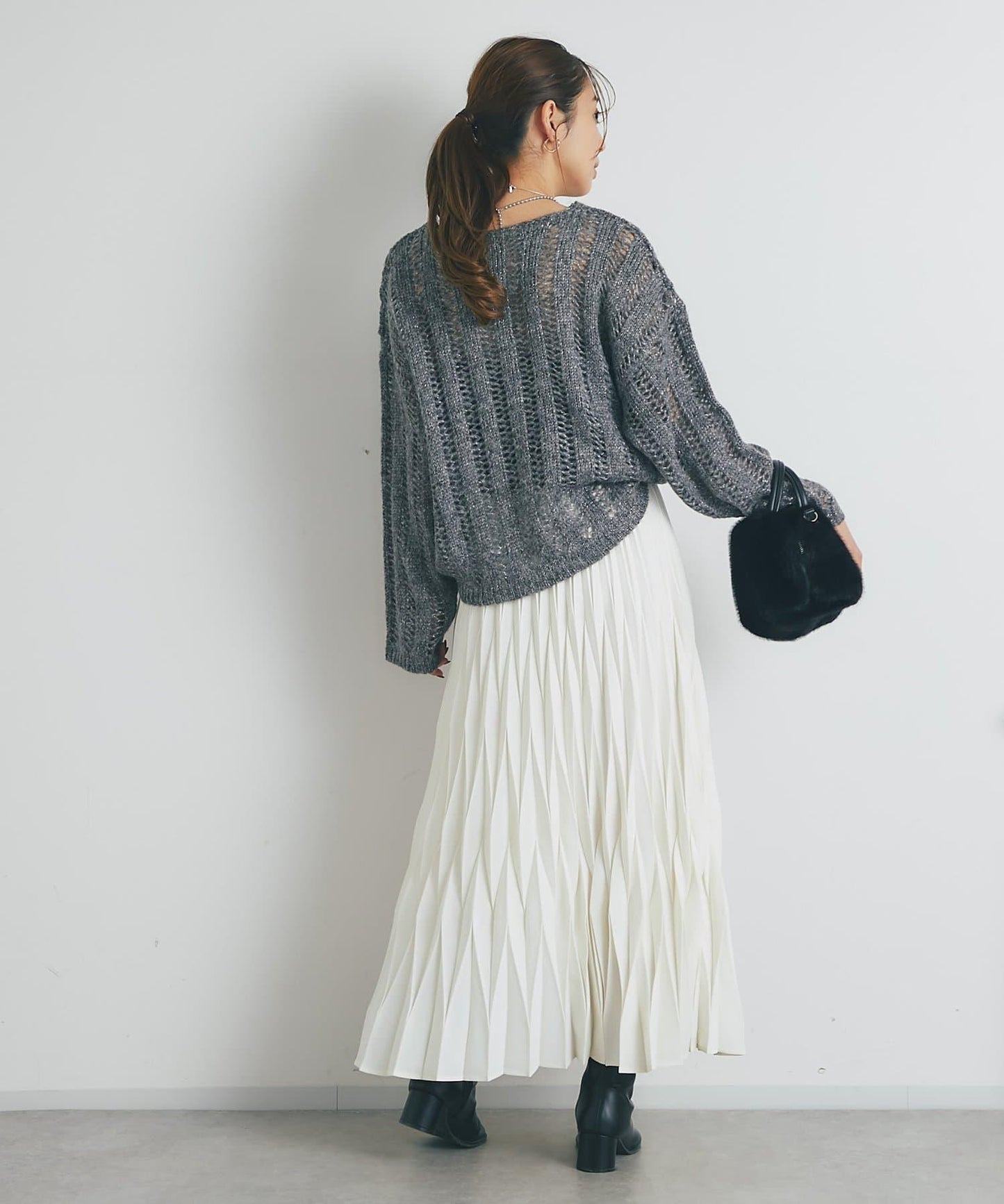 高雅休閒感金銀絲羅紋針織衫