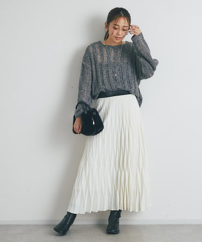 高雅休閒感金銀絲羅紋針織衫