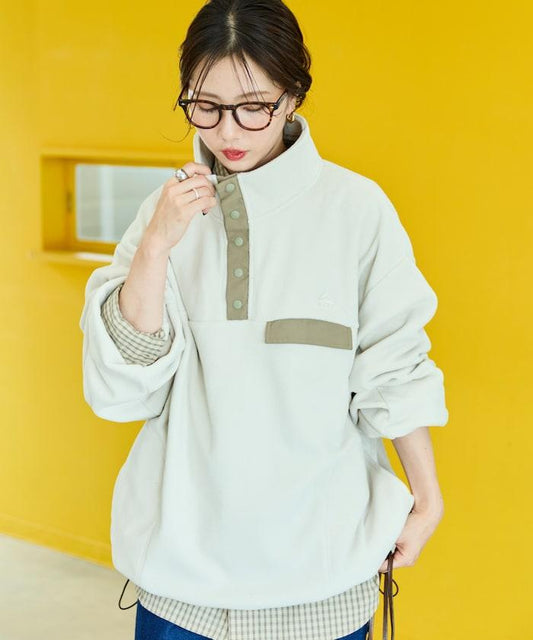 特別款抓絨按扣套頭衫