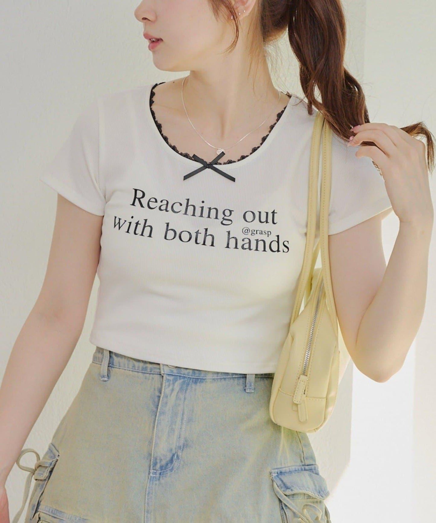 【RMAF】領口蕾絲羅紋T恤