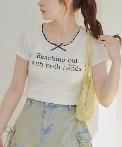 【RMAF】領口蕾絲羅紋T恤