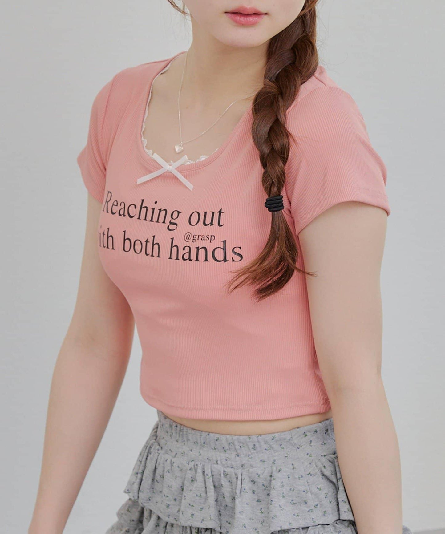 【RMAF】領口蕾絲羅紋T恤