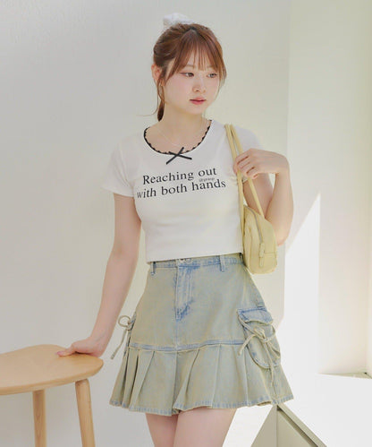 【RMAF】領口蕾絲羅紋T恤