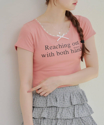 【RMAF】領口蕾絲羅紋T恤