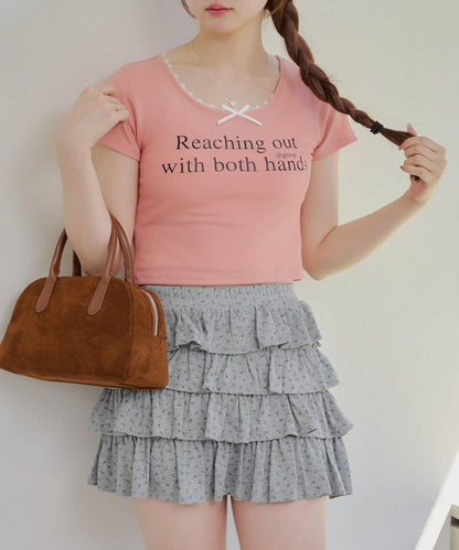 【RMAF】領口蕾絲羅紋T恤