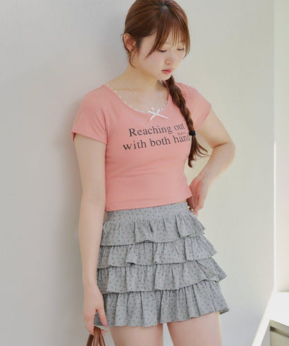 【RMAF】領口蕾絲羅紋T恤