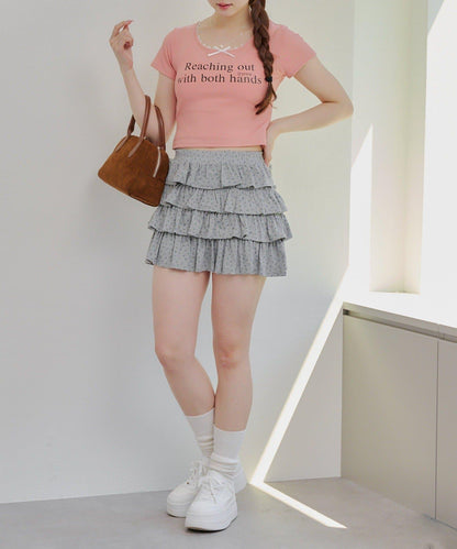 【RMAF】領口蕾絲羅紋T恤