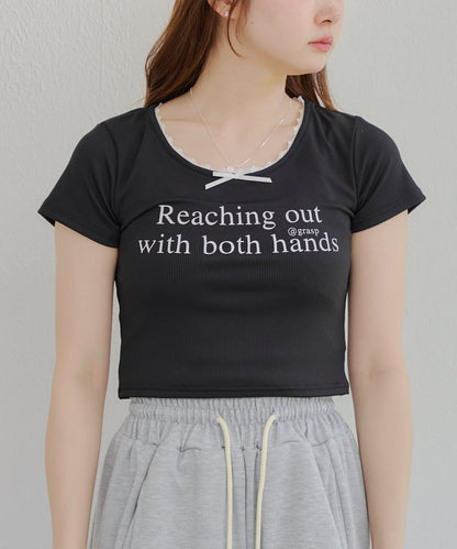 【RMAF】領口蕾絲羅紋T恤