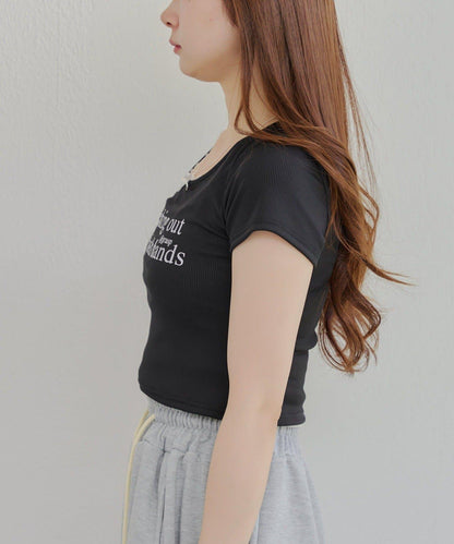 【RMAF】領口蕾絲羅紋T恤