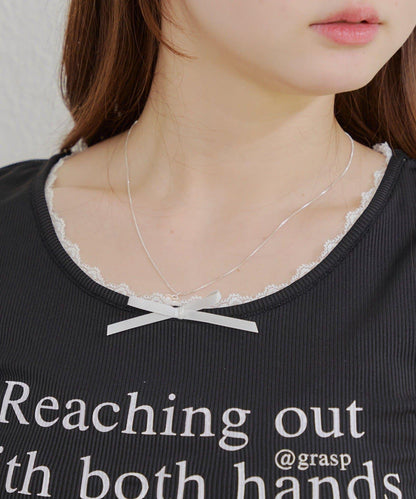 【RMAF】領口蕾絲羅紋T恤