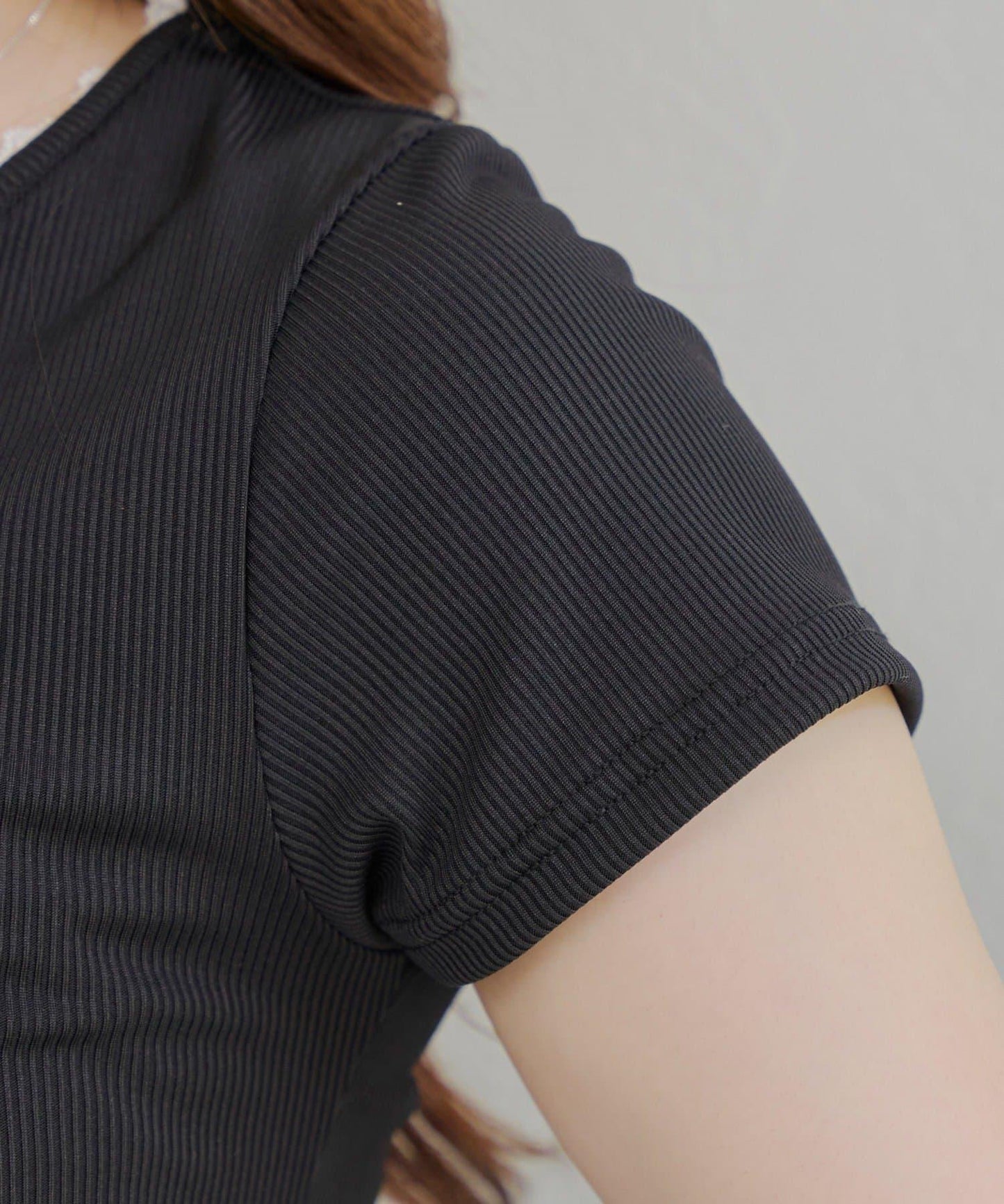 【RMAF】領口蕾絲羅紋T恤